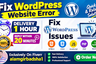 fix wordpress website errors, issues, and bugs in 1 hour