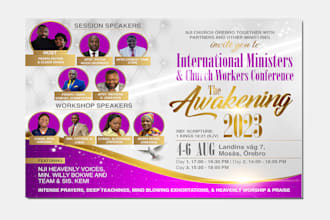 design creative modern event and church flyer in 12 hours