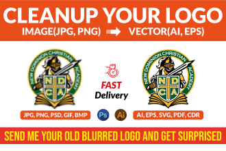 cleanup and vectorize your low resolution logo