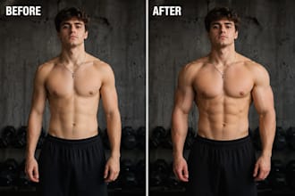make your body six pack,slim,abs,muscle,reshape, photoshop edit