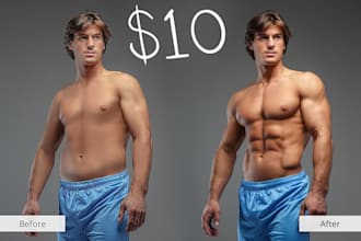 make your body six pack,slim,abs,muscle,reshape, photoshop edit