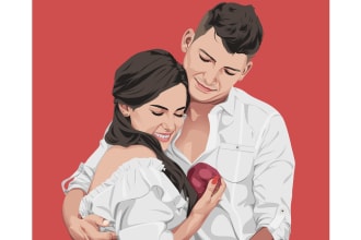 draw couple portrait illustration from photo