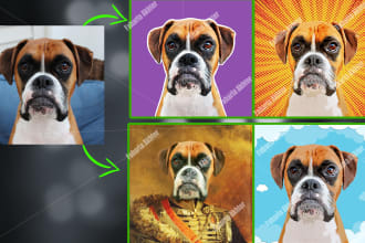 turn your dog, cat photo into vector art cartoon portrait
