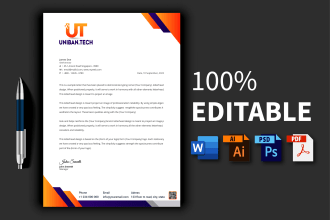 design professional business letterhead in editable ms word format