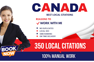 dominate your google ranking and SEO with 350 canada local citations