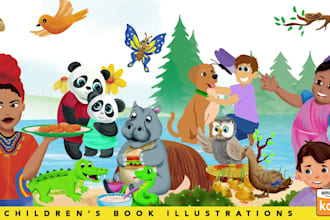 illustrate children book and cover for your story