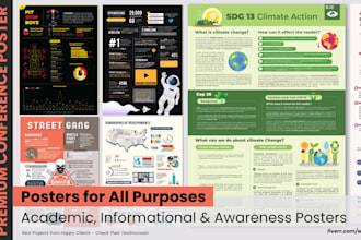 design your premium academic or research poster and business infographic