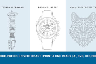 create a clean vector line art illustration for a product, patent, or cnc