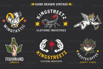create vintage, retro or hand drawing logo illustration