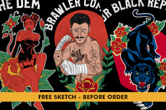 design a custom traditional tattoo or vintage t shirt design