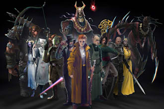 draw character designs and character illustrations
