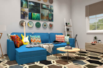 3d design living room with renders