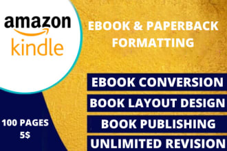 do the ebook conversion from PDF, word into epub, kindle formats