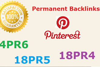 provide 40 High Quality backlinks for your website through Pin Board out of them 4 are PR6, 18 are PR5 and 18 are from PR4 actual pages