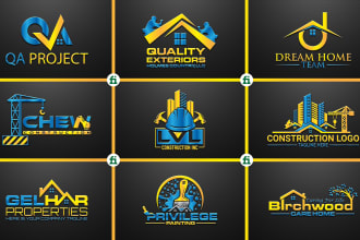 design unique real estate, construction  and painting logo
