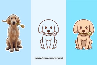 draw cute cartoon pet portrait or animal illustration