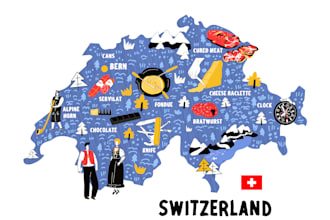 make flat, linear, modern hand drawn map vector illustration