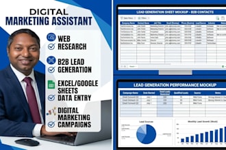 generate b2b leads, web research, data entry, mail chimp expert