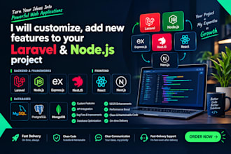 customize, add new features to your laravel, and nodejs project