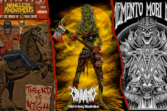 draw detailed dark art illustration with best quality design
