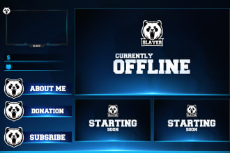 design a custom twitch overlay, panels, screens, alerts,  etc