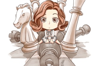 draw you a cute watercolor chibi character based on your photo