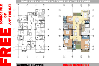 do architectural 2d floor plan, house plan, autocad drawings