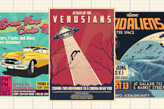 design a retro vintage poster or flyer, handmade, no ai