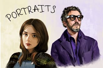 draw cartoon or realistic portrait illustration