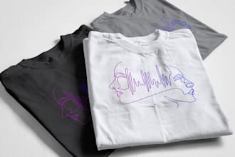 create minimalist t shirt design continuous one line art in 4hours