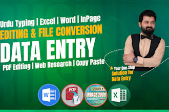 do data entry, data mining, file conversion, urdu typing