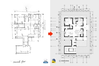 design and convert  2d floor plan from pdf to autocad