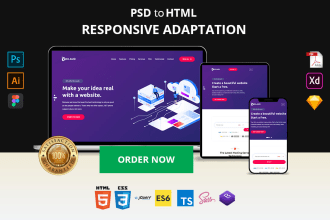 convert psd to html, xd to html, sketch to html responsive