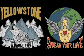 create handdrawn vintage style for tshirt or logo