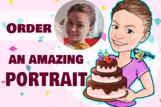 draw avatar in  cartoon vector caricature portrait