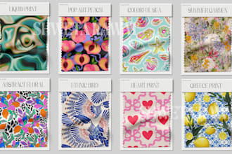create clothing textile seamless patterns and print designs