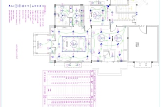 draw electrical drawings, light and power, using autocad