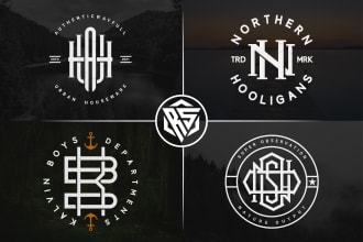 do badge clothing line initial letters monogram minimal initial text letter logo