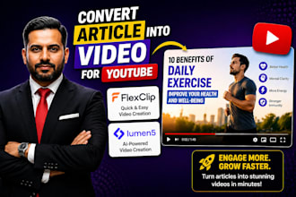 convert article into video for youtube using flexclip and lumen5