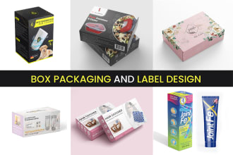 design product packaging box and labels