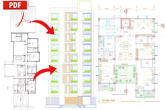 draw plan from sketches, image ,pdf to autocad