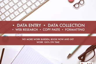 format data entry, internet search, product listing