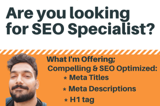 write SEO optimized meta descriptions, title, h1, and image alt tags