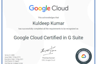 setup google workspace email, cloud storage, training