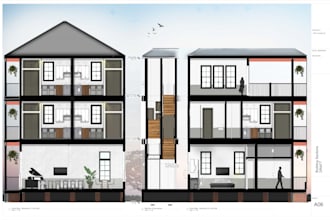 render architectural elevations, sections from photoshop