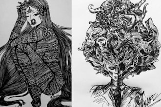 draw original dark and detailed tattoo artwork