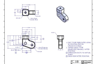 draw a 2d mechanical drawing with solidworks and 3d objects