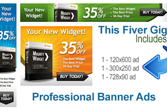 create 3 banner ads for your product using my killer design skills