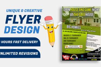 design your event flyer, marketing flyer, epk, door hanger