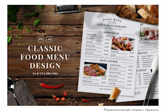 professionally design restaurant menu and food menu